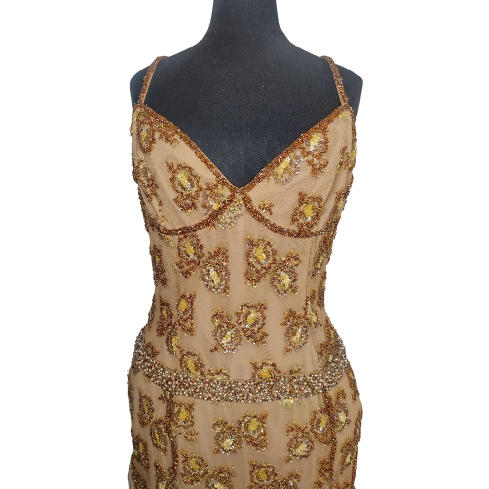 Jovani Beaded Elegant Gold Embellished Gown 12 - Picture 2 of 8